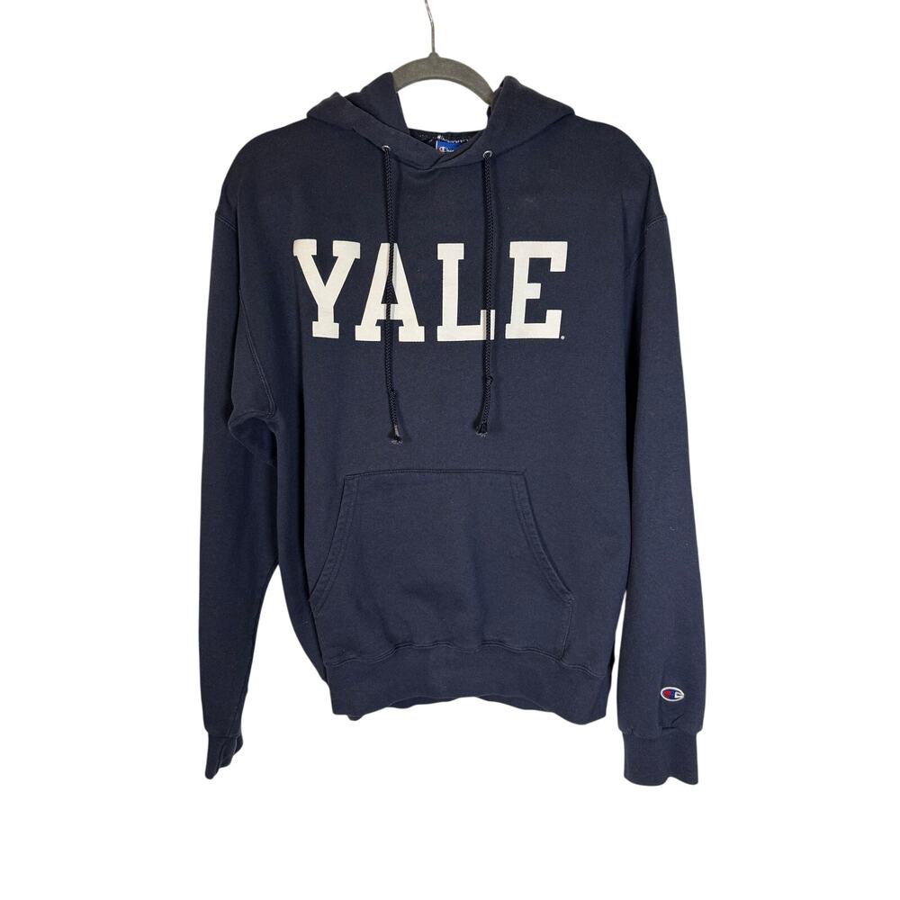 Vintage Champion Y2K Yale University Hoodie Sweatshirt Adult Medium Blue - Picture 5 of 5